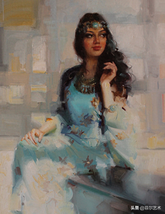 「油画欣赏」穿着传统服装的库尔德女人，美得别有一番风味