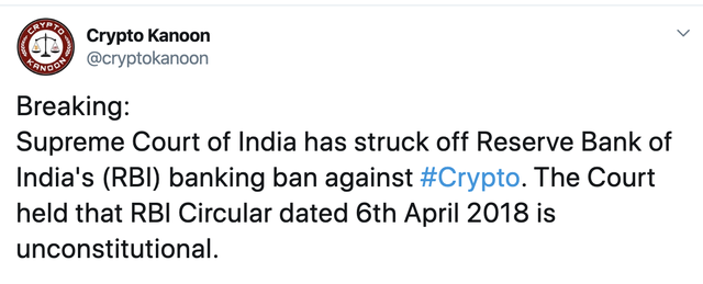 重磅！印度加密货币禁令被最高法院裁决违宪，印度加密社区赢得胜利
